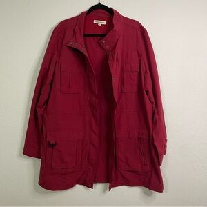 Basic Options Women's Red utility Jacket size 2X light weight several pockets
